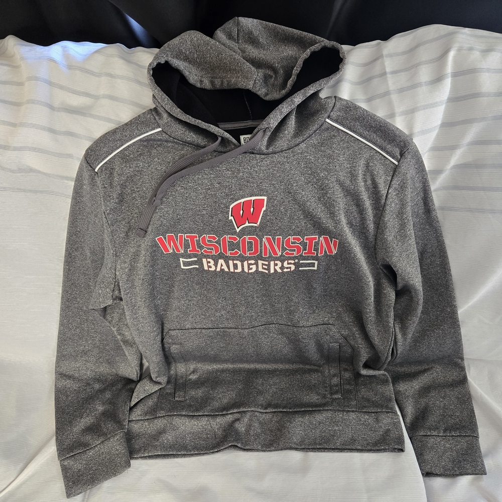 Mens Wisconsin Badgers Gray Hoodie